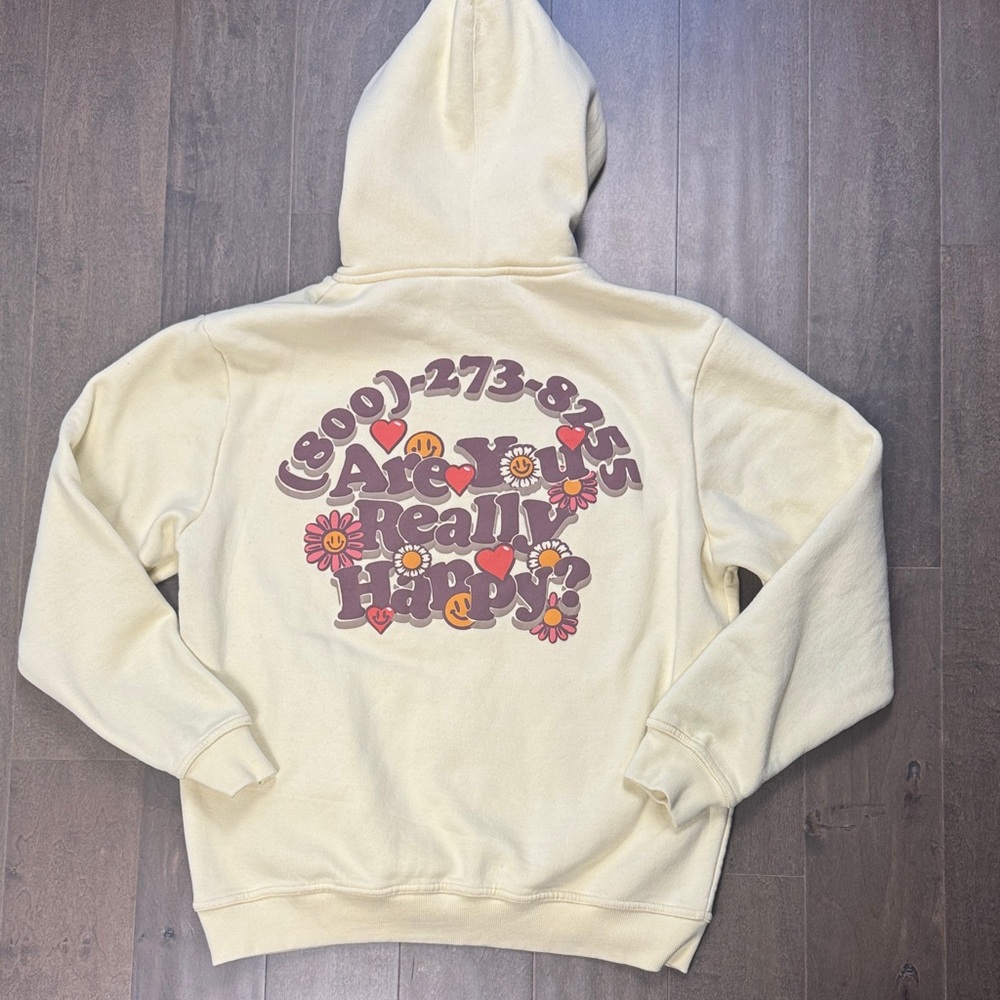 Euphoric 777 Cream Graphic Hoodie Size Large